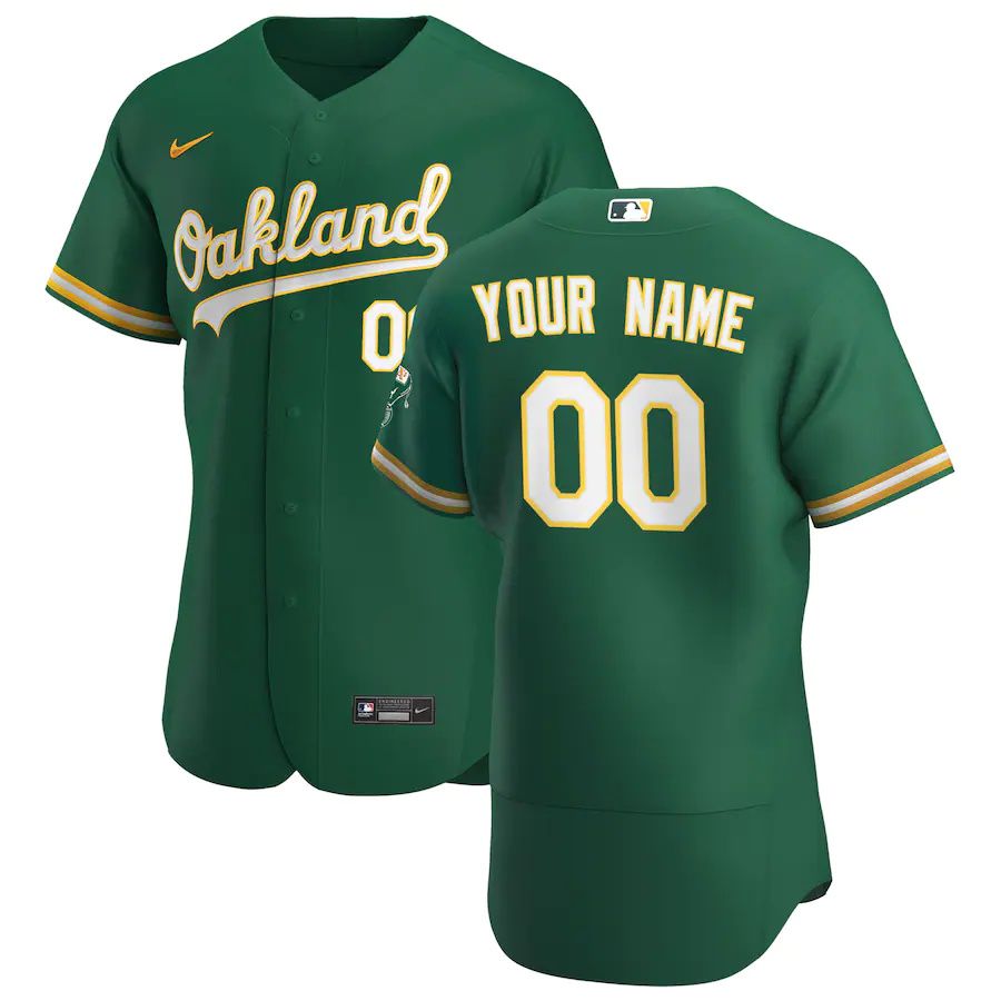 Cheap Mens Oakland Athletics Nike Kelly Green Alternate Authentic Custom MLB Jerseys